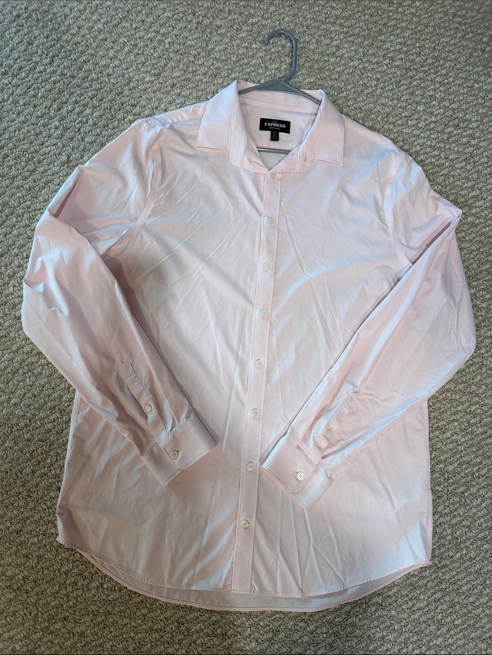 Express Men's Pale Pink Performance Dress Shirt - Spread Collar